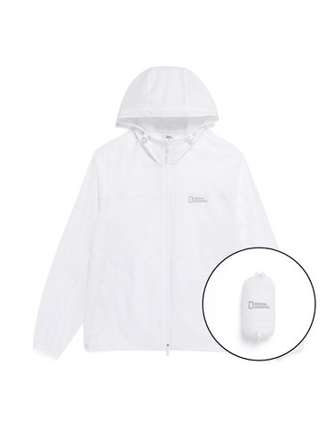내셔널지오그래픽 N262UJP911 라이트팩 후드 풀집업 바람막이 WHITE