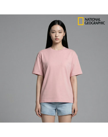 내셔널지오그래픽 N265UTS909 세미오버핏 수피마 반팔 티셔츠 SILVER PINK