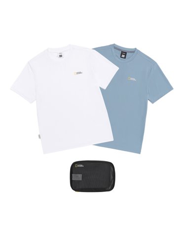 내셔널지오그래픽 N265UPA910 유니 메이스 기능성 2PACK 반팔 티셔츠 STEEL BLUE