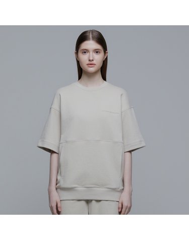 내셔널지오그래픽 N242USW030 피타 세미오버핏 반팔 맨투맨 OAK BEIGE