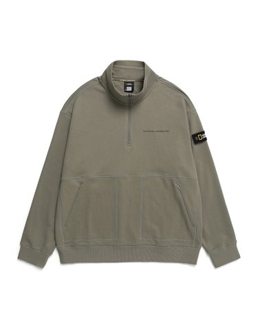 내셔널지오그래픽 N241USW030 피타 하프 집업 세미오버핏 맨투맨 LICHEN KHAKI