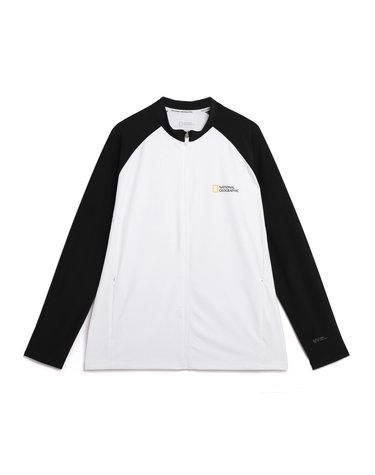 내셔널지오그래픽 N242URG710 배색 집업 래쉬가드 WHITE