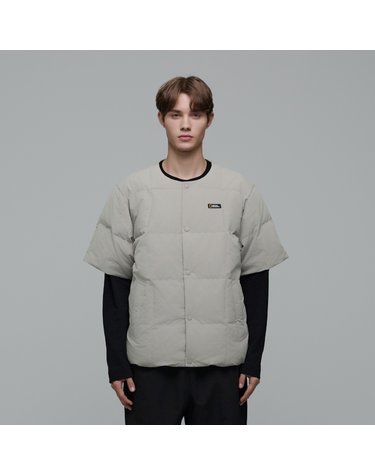 내셔널지오그래픽 N244UDW921 헤론 U넥 경량 구스 다운 반팔 점퍼 BEIGE