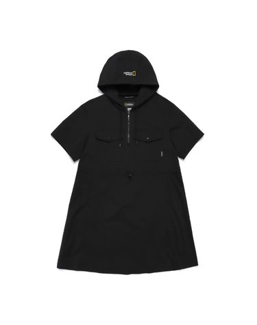 내셔널지오그래픽 N242WOP980 여성 우븐 스트레치 후드 반팔 원피스 CARBON BLACK