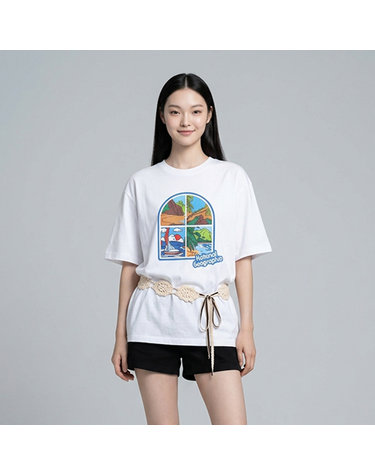 N262UTS906 윈도우 그래픽 세미오버핏 반팔 티셔츠 WHITE