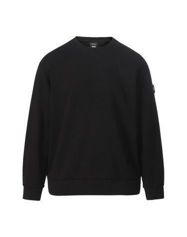 그래픽 세미오버핏 기모 맨투맨 BLACK N264USW901