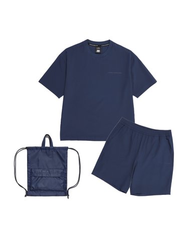 N252UPB900 우븐 반팔 반바지 스트링백 3PCS 세트 DUSTY NAVY