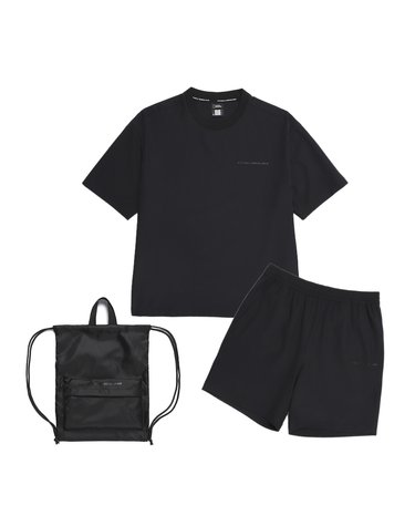 N252UPB900 우븐 반팔 반바지 스트링백 3PCS 세트 CARBON BLACK