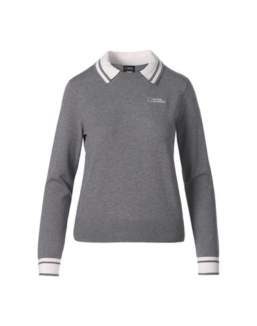 여성 울혼방 카라넥 니트 IRON GREY N264WKT200
