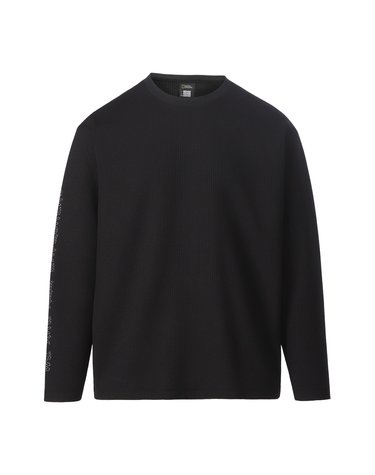 SEAWOOL WAFFLE 소매 레터링 긴팔 티셔츠 BLACK N263UTS050