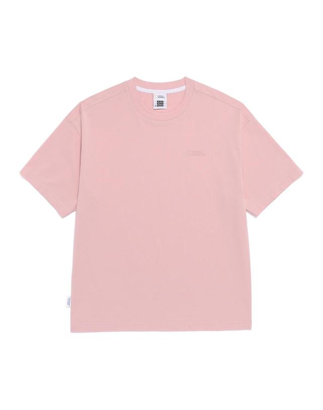 내셔널지오그래픽 내셔널지오그래픽 N265UTS909 세미오버핏 수피마 반팔 티셔츠 SILVER PINK 착용컷