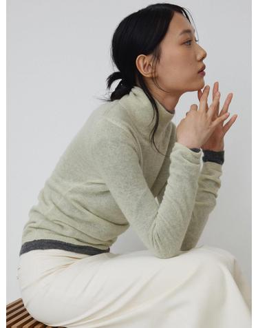 Mohair Alpaca Sheer Highneck Knit_Pale Green