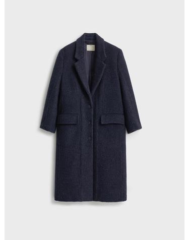 Alpaca Wool Single Breasted Coat_Dark Navy
