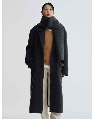 Alpaca Wool Single Breasted Coat_Charcoal