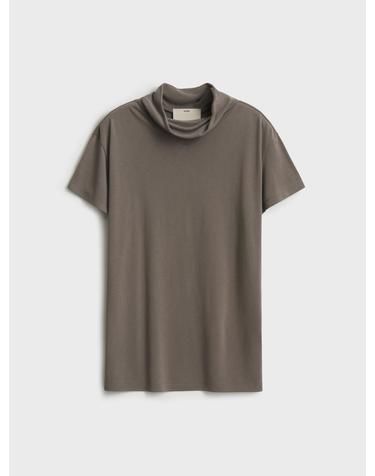 Short Sleeve Mock Neck T-shirts_Taupe