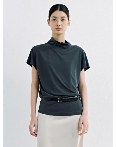 Short Sleeve Mock Neck T-shirts_Charcoal