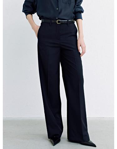 Summer Wool Straight Pants_Dark Navy