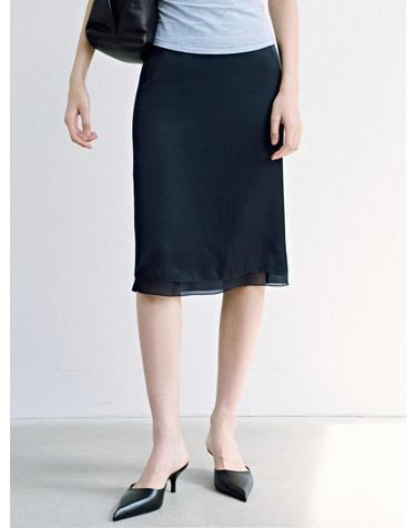 Layered Sheer Skirt_Navy