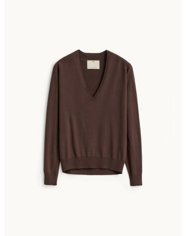 Deep V-Neck Knit_Brown