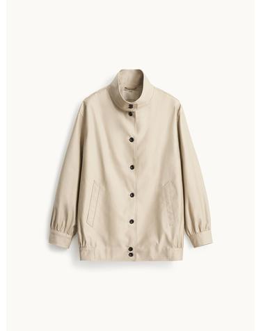 Cotton High Neck Blouson_Light Beige