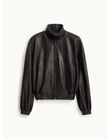 포터리 우먼 Nappa Leather Bomber Jacket_Dark Brown