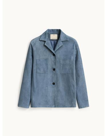 Lambskin Suede Shirt Jacket_Blue