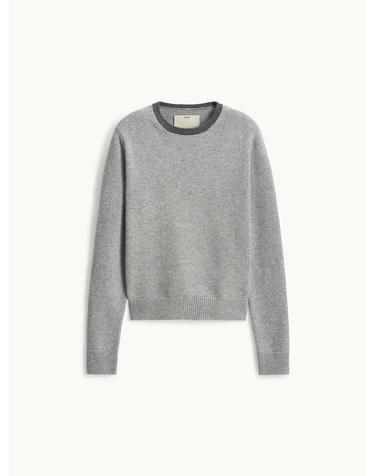 포터리 우먼 Tipped Line Crewneck Knit_Melange Gray