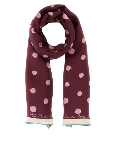 26SS 펜디  여성 팔레나 도트 실크 스퀘어 스카프 FXT091AWEX F1VHA Printed Pink Burgundy BPG