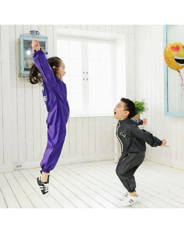 스테이지 어라운드 아기 유아 전신 미술가운 [스마일] 착용컷
