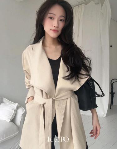 [2컬러] 르제로 벨티드 하프 트렌치 코트