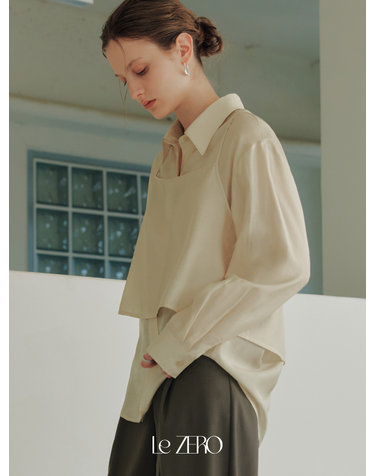 르제로 시어 뷔스티에 레이어드 셔츠 / 베이지
