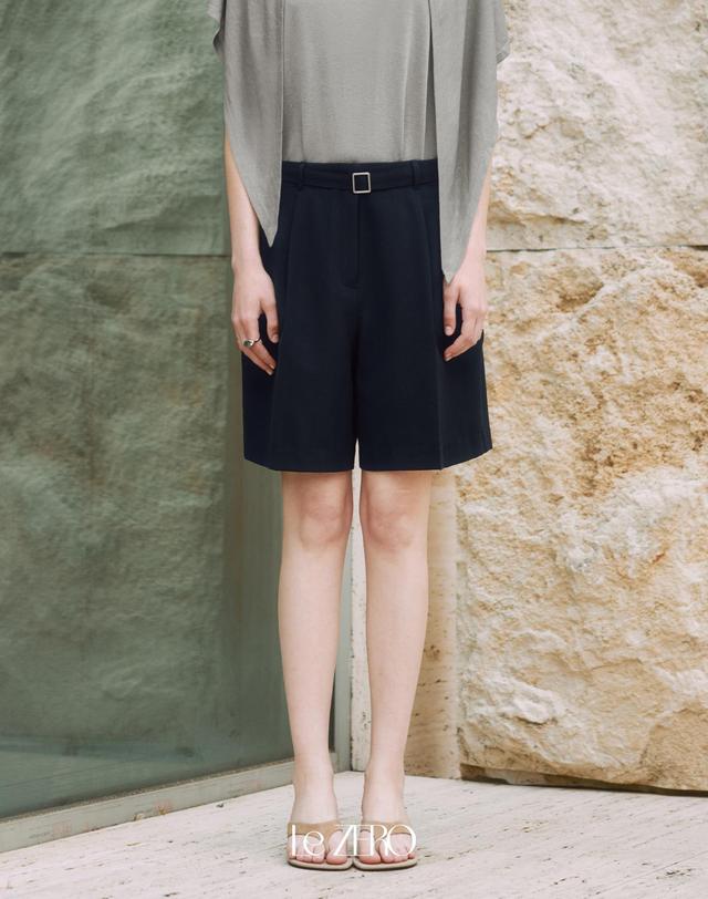 르제로 [2컬러] 르제로 린넨 벨티드 숏 팬츠 착용컷