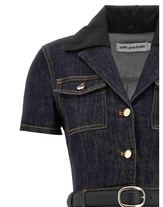 셀프포트레이트 [명품] 26SS 셀프 포트레이트 미디 원피스 RS26822M BLUE INDIGO DOM 착용컷