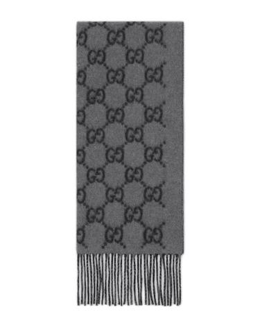 [명품] 26FW 구찌 GG 캐시미어 스카프 812317 4GABX 1260 DARK GREY BLACK DOM