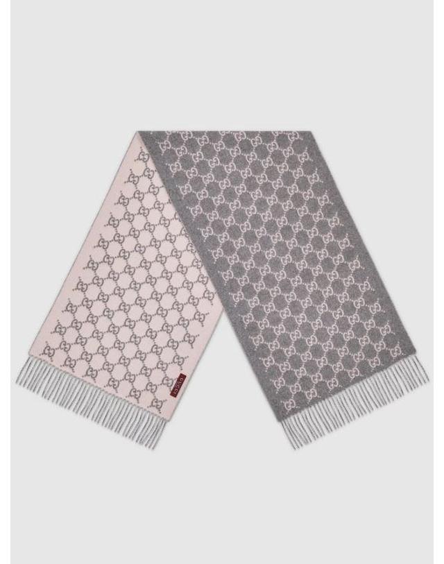 구찌 [명품] 26FW 구찌 GG 캐시미어 스카프 812317 3GAC0 1672 GREY PINK DOM 착용컷