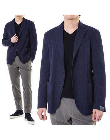 라르디니 부토니에 패턴 울 라이트 싱글 자켓 네이비/IE902AE / 5563