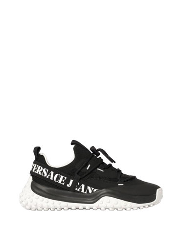 26SS 베르사체  남성 진스 꾸뛰르 로고 프린트 로우탑 스니커즈 80YA3SN2ZSE10 899 Black BPG