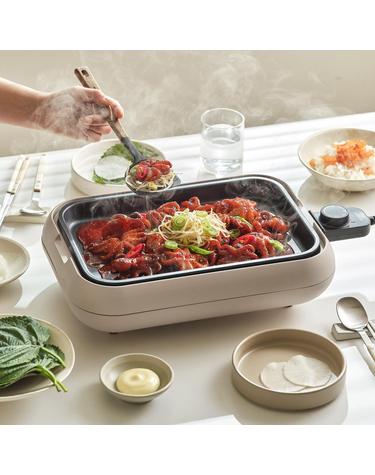 레꼴뜨 멀티 전기그릴 고기 불판 2개 전기후라이팬 분리형 멀티쿠커 뚜껑 고화력