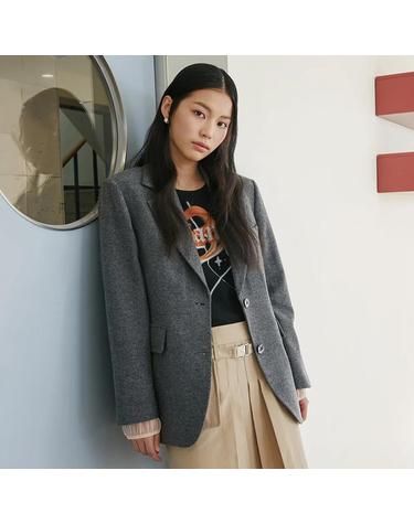 [에고이스트] [BLUE LABEL] 와이드 숄더 루즈핏 테일러드 자켓 (ER1WJ162-T)