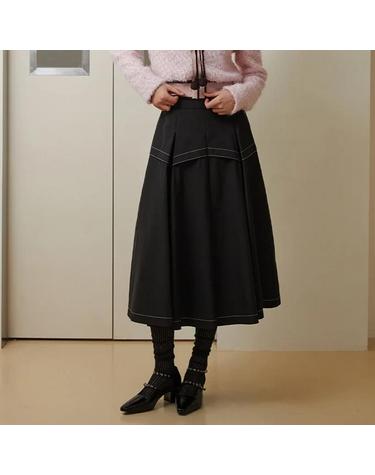 [에고이스트] [BLUE LABEL] 금속장식 포인트 스티치 볼륨 스커트 (ER1WS162-T)
