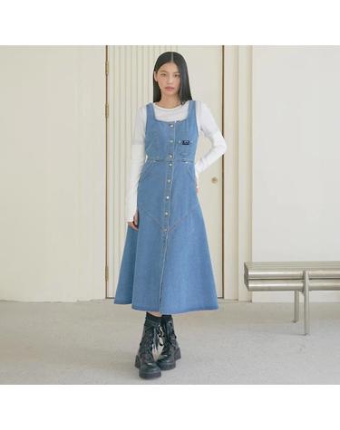 [에고이스트] [BLUE LABEL] 비조장식 포인트 플레어 민소매 데님 원피스 (ER1DO160-T)