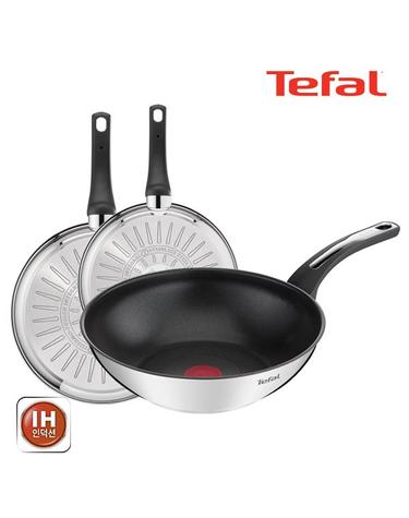 [테팔] 팬&냄비 인덕션 스테인리스 스틸 뉴 이모션 3종세트 (프라이팬 18cm+20cm+볶음팬 28cm)