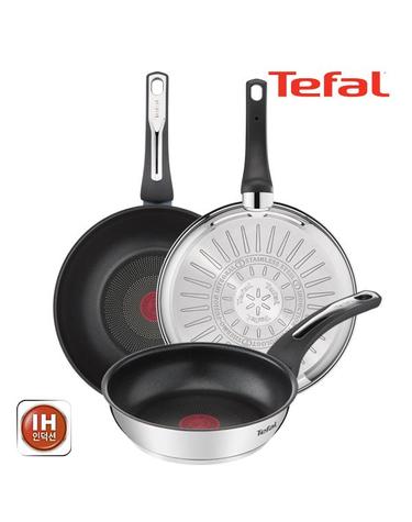 [테팔] 팬&냄비 인덕션 스테인리스 스틸 뉴 이모션 3종세트 (프라이팬 20cm+28cm+볶음팬 28cm)
