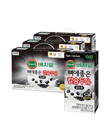 [보리보리]  뼈에좋은 칼슘 두유 검은콩 190mlx24팩x3박스