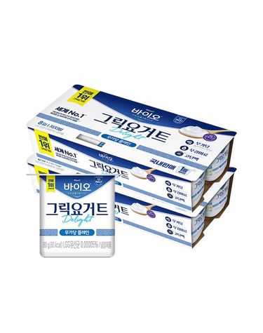 [보리보리] 매일 바이오 그릭요거트 딜라이트 무가당 플레인 80g 16입