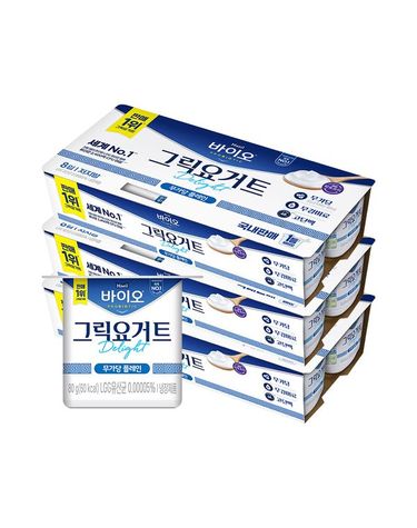 [보리보리] 매일 바이오 그릭요거트 딜라이트 무가당 플레인 80g 24입