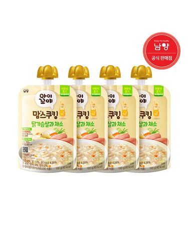 [보리보리] 맘스쿠킹 유아 이유식6개월~ 닭가슴살과채소 100g 4개