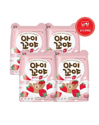 [보리보리] 아이꼬야 아기과자 불가리스 요거트볼 딸기 4개