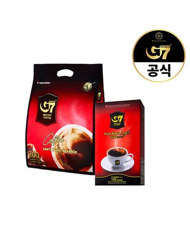 [보리보리]  퓨어블랙 2g 200개입 + 0.9g 퓨어블랙 라이트 110개입 / 커피믹스 인스턴트 블랙 스틱 베트남커피
