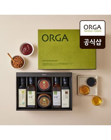 [보리보리] ORGA 국산 참기름 들기름 전통장 혼합 선물세트
